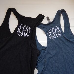 Custom Monogram “RJR” racerback tank dress bundle